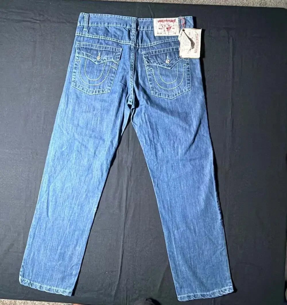True Religion Brand Jeans Men's Blue Denim Straight Leg Jeans Size 36
